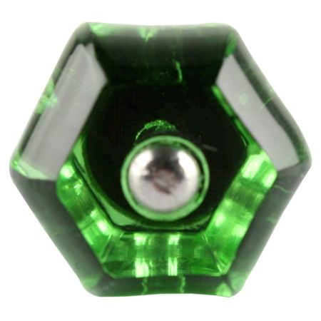 Green Hexagon Glass Cut Wine Stopper 